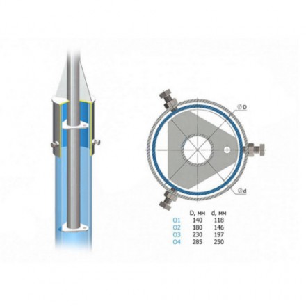 Кронштейн угловой трехрожковый на обечайке 2К3(15°)-2,5-2,5-О4-ß-Тр.48 50 кг